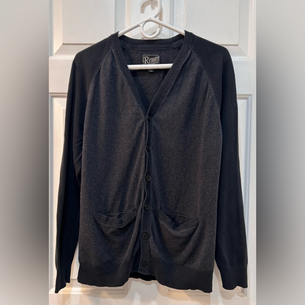 Retrofit Button Front Men's Cardigan Size L Casual Soft Grunge Kurt Cobain Retro